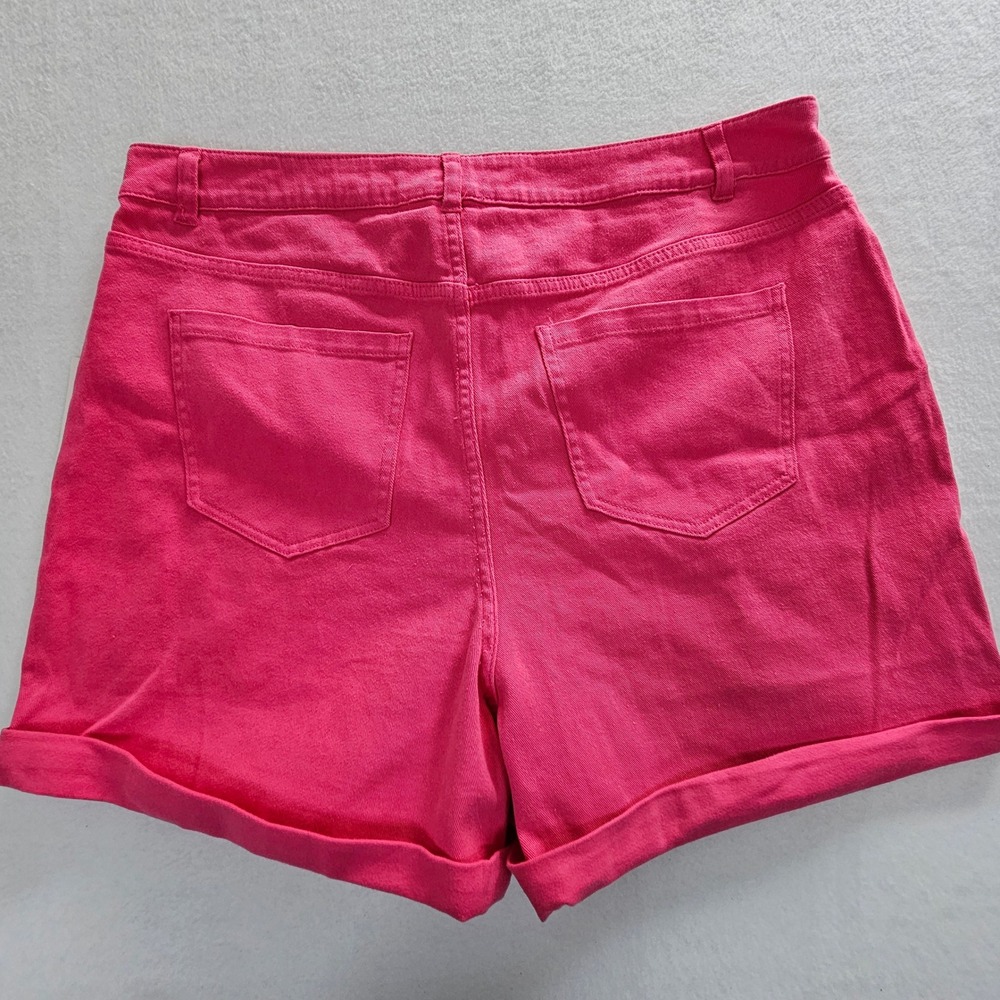 Eloquii Denim Hot Pink High Rise Cuffed Jean Shorts Womens Size 16 NEW - Picture 11 of 11